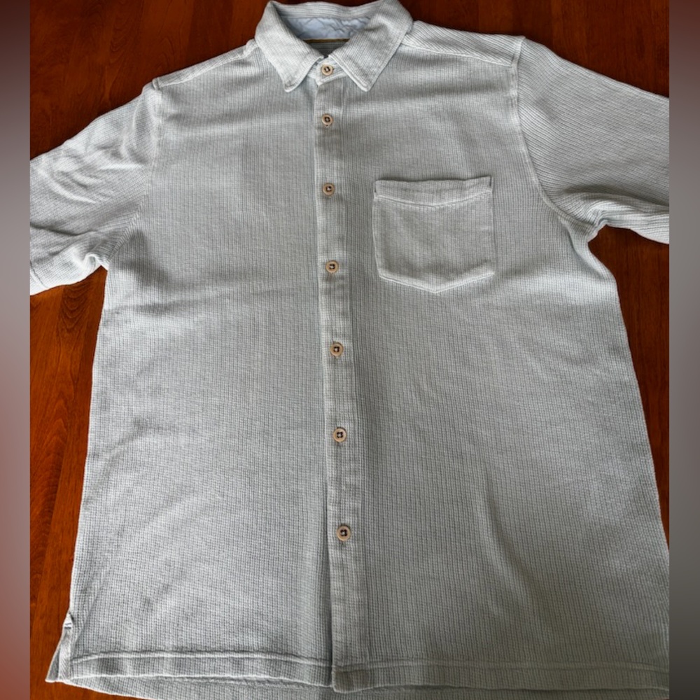 32 Bar Blues Mint Green Button-Up Waffle Knit Shirt